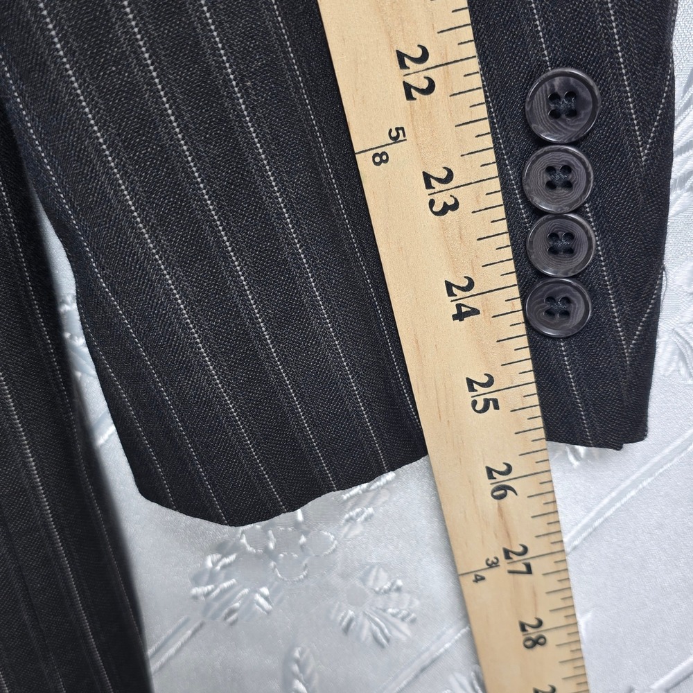 Murano Collezione Sport Coat Blazer Men 42R Charcoal Pinstripe Worsted Wool - Picture 8 of 10